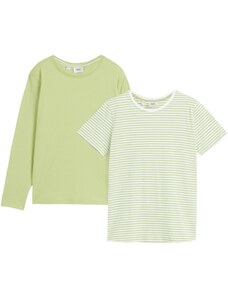 bonprix Tričko, dievčenské + tričko s dlhým rukávom z bio bavlny (2 ks v balení), farba zelená, rozm. 116/122