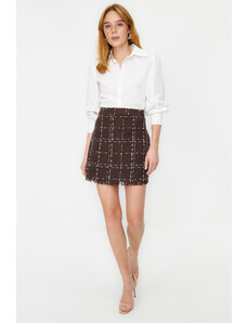 Trendyol Brown Tweed Fabric Mini Woven Skirt