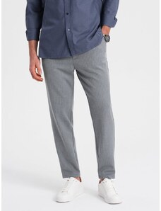 Ombre Clothing Pánske šedé chinos nohavice s elastickým pásom V1 PACP-0158
