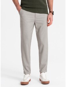 Ombre Clothing Trendy svetlo šedé chinos nohavice s elastickým pásom V1 PACP-0157