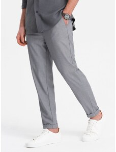 Ombre Clothing Trendy šedé chinos nohavice s elastickým pásom V2 PACP-0157