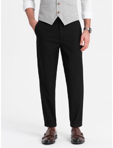 Ombre Clothing Trendy čierne chinos nohavice s elastickým pásom V4 PACP-0157