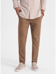 Ombre Clothing Chinos hnedé nohavice klasického strihu s jemnou textúrou V2 PACP-0190