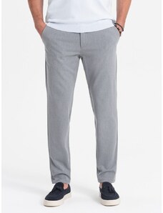 Ombre Clothing Elegantné šedé chinos nohavice klasického strihu V1 PACP-0191