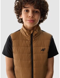 4F Chlapčenská zatepľovacia trekingová vesta so syntetickou výplňou - hnedá