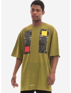 Bavlnené tričko A-COLD-WALL* Relaxed Cubist T-shirt ACWMTS097 COLD LIGHT GREY zelená farba, vzorovaný