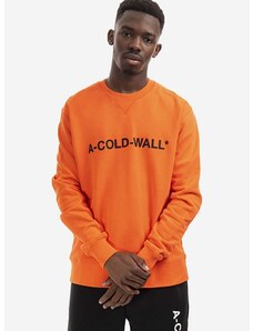 Bavlnená mikina A-COLD-WALL* Essential Logo Crewneck ACWMW082.-LIGHTORANG, pánska, oranžová farba, s potlačou