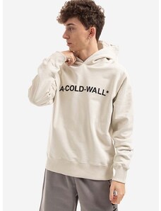 Bavlnená mikina A-COLD-WALL* Essential Logo Hoodie pánska, béžová farba, s kapucňou, s potlačou