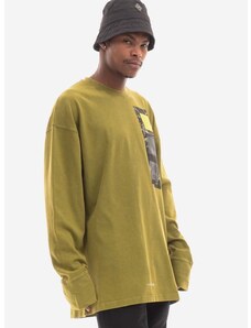 Bavlnené tričko s dlhým rukávom A-COLD-WALL* Relaxed Cubist LS T-shirt Longsleeve ACWMTS098 MOSS GREEN zelená farba, s potlačou