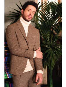Avva Men's Brown Wool Blend Slim Fit Slim Fit Suit Jacket