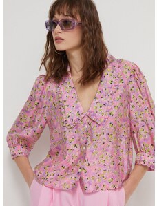 Košeľa HUGO dámska,ružová farba,regular,s klasickým golierom,50509359