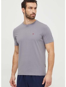 Bavlnené tričko Napapijri Salis pánske, šedá farba, jednofarebný, NP0A4H8DH581