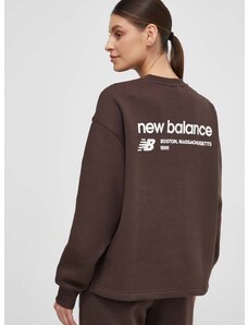Mikina New Balance dámska, hnedá farba, s potlačou