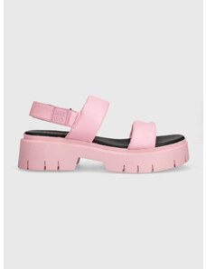Kožené sandále HUGO Kris dámske, ružová farba, na platforme, 50517374