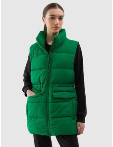 4F Dámska zatepľovacia vesta so syntetickou výplňou - zelená