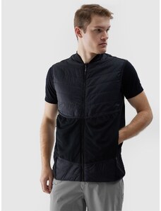 4F Pánska trekingová zatepľovacia vesta s výplňou PrimaLoft Black Eco - čierna