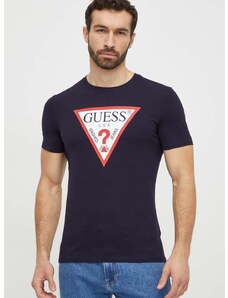 Bavlnené tričko Guess pánsky, tmavomodrá farba, s potlačou, M2YI71 I3Z14