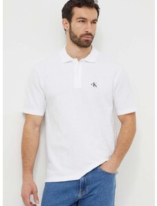 Polo tričko Calvin Klein Jeans pánsky,biela farba,s nášivkou,J30J325433