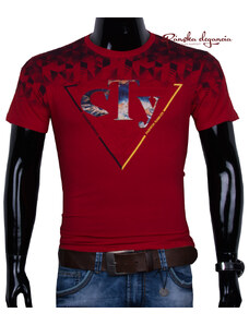 11444-24 Červené trendové tričko pre pánov.