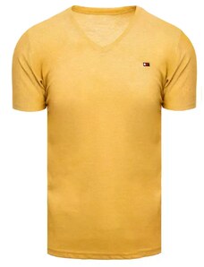 Dstreet Žlté bavlnené pánske tričko