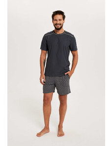 Italian Fashion Men's pyjamas Abel, short sleeves, short legs - graphite/print