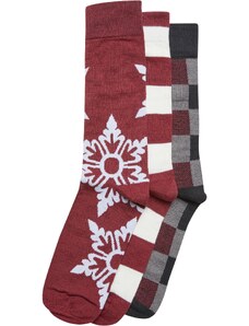 Urban Classics Accessoires Christmas socks Snowflake 3-pack - burgundy