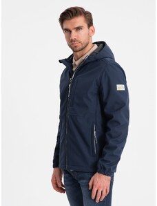 Ombre Men's SOFTSHELL jacket with fleece center - navy blue