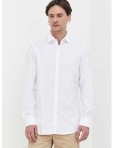 Bavlnená košeľa HUGO pánska,biela farba,slim,s klasickým golierom,50513916