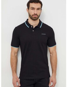 Polo tričko Guess LYLE pánsky, čierna farba, s potlačou, M4GP60 K7O64