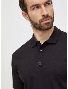 Bavlnené polo tričko HUGO čierna farba,jednofarebný,50515269