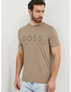Tričko Boss Green pánsky,béžová farba,s potlačou,50517911