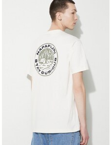 Bavlnené tričko Napapijri S-Kotcho pánske, béžová farba, s potlačou, NP0A4HTVN1A1
