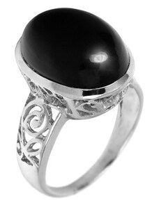 Ligot Obľúbený strieborný prsteň ovál s čiernym ónyxom