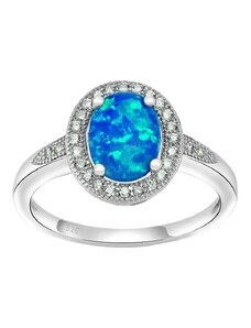 Ligot Strieborný prsteň LUNA s modrým syntetickým opálom
