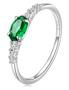Ligot Strieborný prsteň zelený zirkón