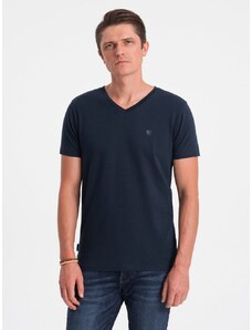 Ombre Clothing Trendy pánske granátové tričko s V-výstrihom V2 TSCT-0106