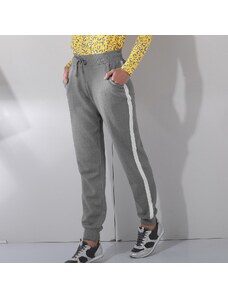 Blancheporte Športové nohavice z dvojfarebného moltonu sivý melír/biela 036