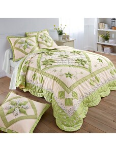 Blancheporte Prikrývka na posteľ patchwork s potlačou kvetín zelená 065