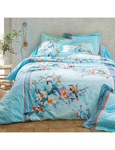 Blancheporte Bavlnená posteľná bielizeň Birdy s potlačou vtáčikov blankytná modrá 090