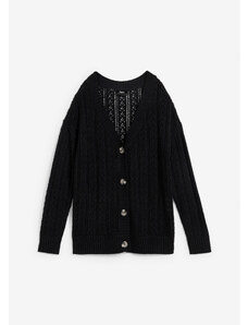 bonprix Pletený sveter, ažúrový, ležérny, farba čierna