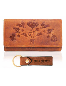 PAOLO PERUZZI Dámska kožená peňaženka a kľúčenka Vintage ZUP-95-OR | oranžová ZUP-95-OR