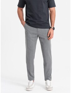 Ombre Clothing Pánske šedé nohavice klasického strihu so vzorom V3 PACP-0187