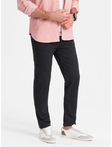 Ombre Clothing Grafitové chinos nohavice s jemnou textúrou V4 PACP-0188