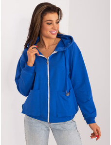 Fashionhunters Women's cobalt cotton zip-up sweatshirt