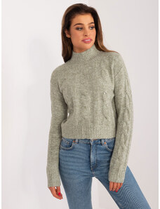 Fashionhunters Women's pistachio sweater MAYFLIES with long sleeves