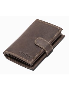 Ombre Clothing Hnedá vertikálna kožená peňaženka na patentku A091