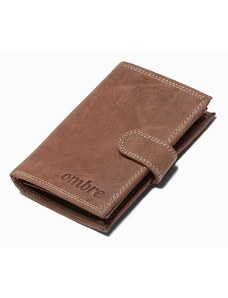 Ombre Clothing Svetlo-hnedá vertikálna kožená peňaženka na patentku A091