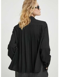 Košeľa BA&SH MONICA dámska, čierna farba, regular, s klasickým golierom, 1E24MONI