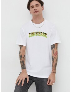 Bavlnené tričko Converse pánsky, béžová farba, s potlačou