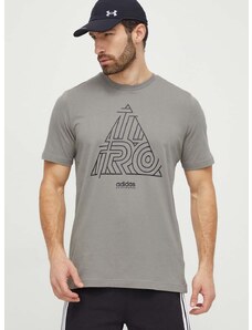 Bavlnené tričko adidas TIRO pánske, béžová farba, s potlačou, IN6267